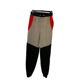 OSC Womens Size Medium Sweatpants jogger pants Pull On Colorblock gray black red